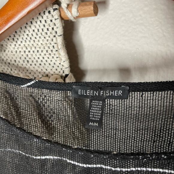 Eileen Fisher Half Sleeve Illusion Mesh Top Medium - Picture 9 of 11